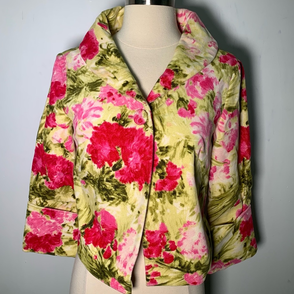 Anthropologie Odille floral Print 60s Style Jacket Blazer size 2